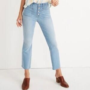 Madewell Button Fly Cali Demi Boot Jean 26 Women’s Quince Wash Blue K7981
